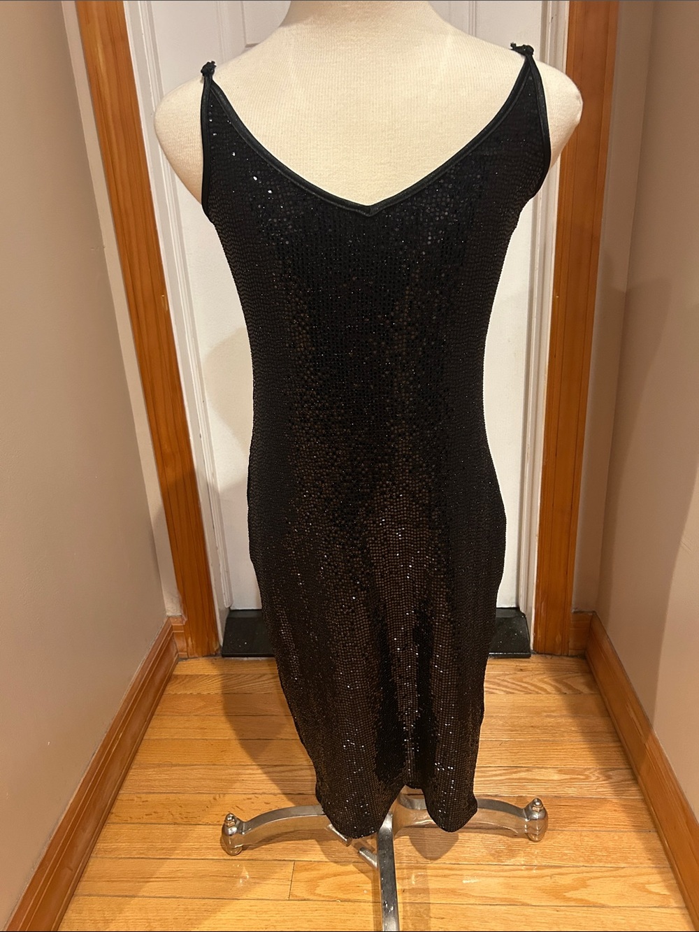 BeBe Black Sequin Slip Dress - Classic Evening Dress